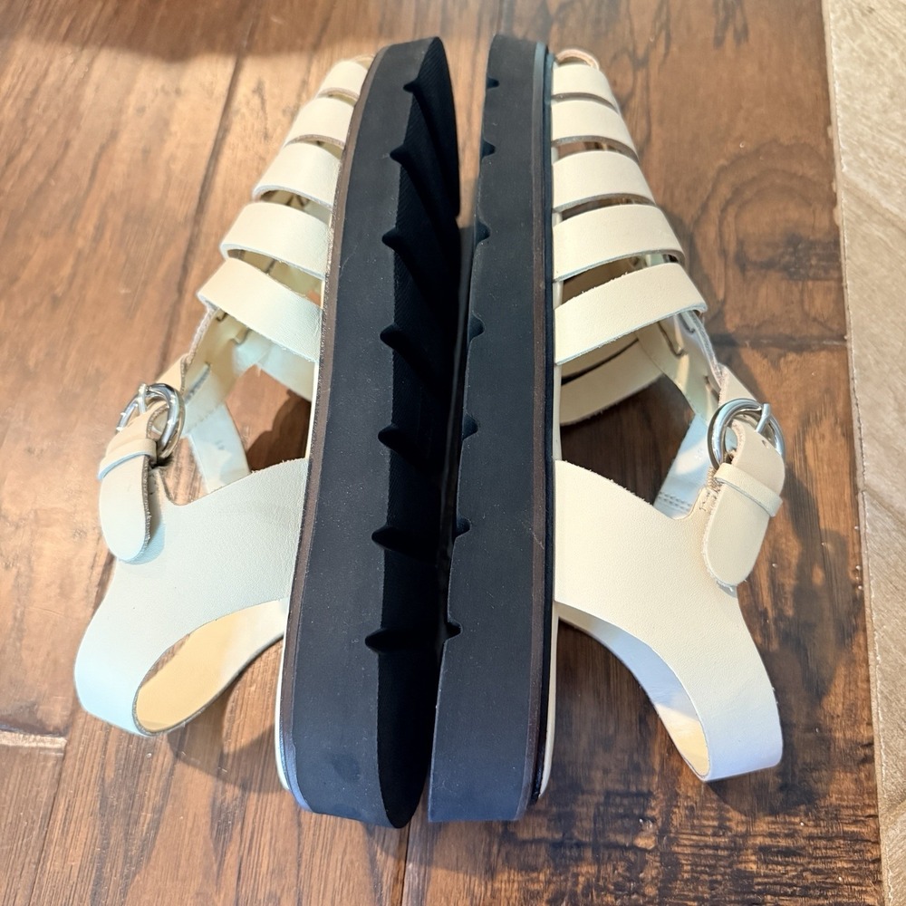 Anthropologie Fisherman Sandals Womens 10 Tan Leather Lug Sole Caged Closed Toe - Picture 10 of 15